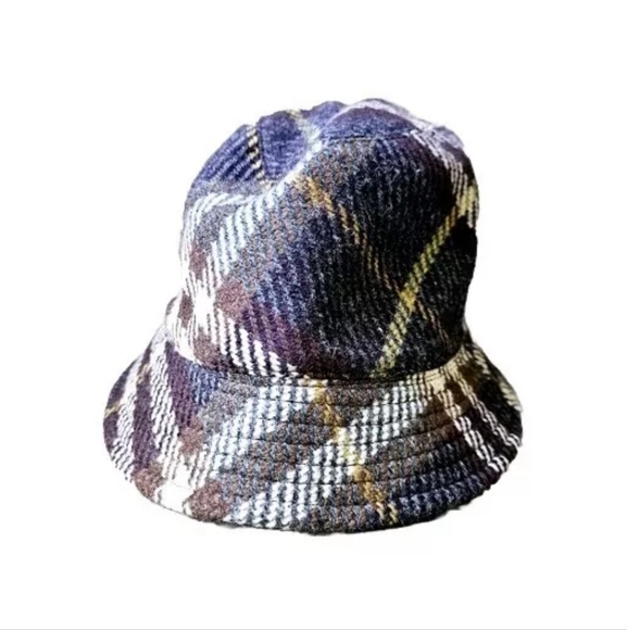BURBERRY LONDON Hat Check Patterned Wool Bucket Cap EUC - Picture 2 of 5